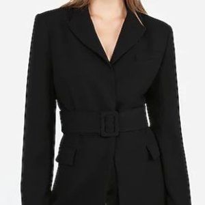 Belted Peak Lapel Boyfriend Blazer